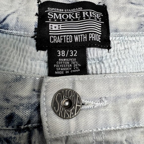 Smoke Rise Brand Light Wash Distressed Jeans Blue Splatter 38 x 33 Streetwear - Picture 10 of 12